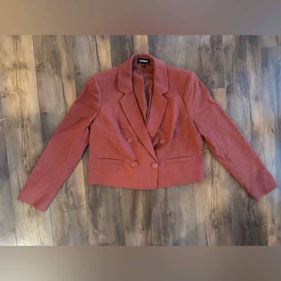 Express Jackets & Blazers - Express Rust Linen Blend Double Breasted Blazer Jacket Medium